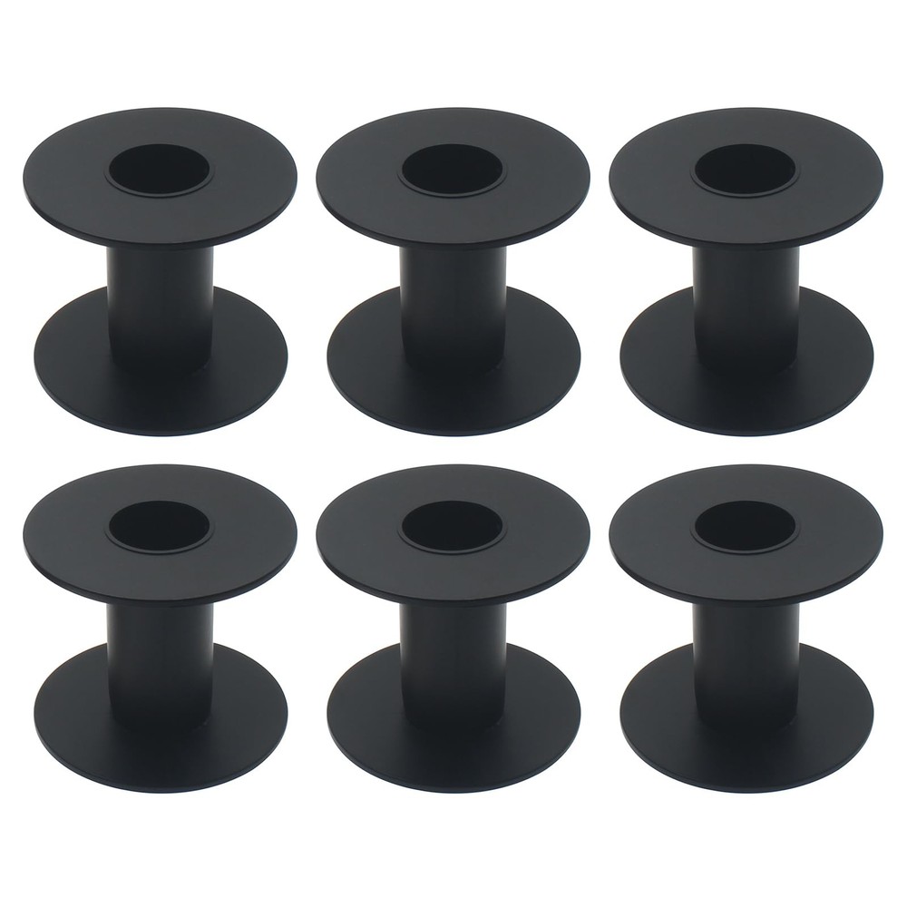 6 PCS 71mm Black Plastic Empty Thread Spools for Sewing Embroidery DIY Crafts