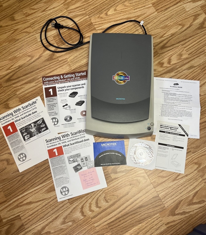 Microtek ScanMaker X6 Flatbed Scanner 36 Bit Color Depth with Manuals & Software