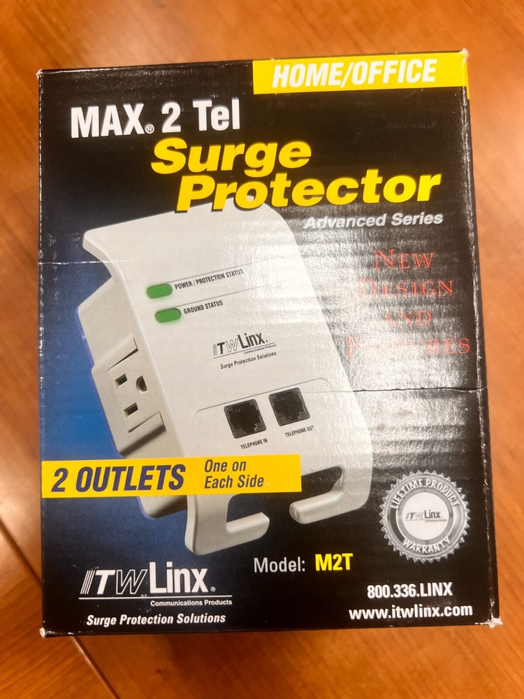 MAX 2 Tel Surge Protector for Home/Office NEW Model M2T