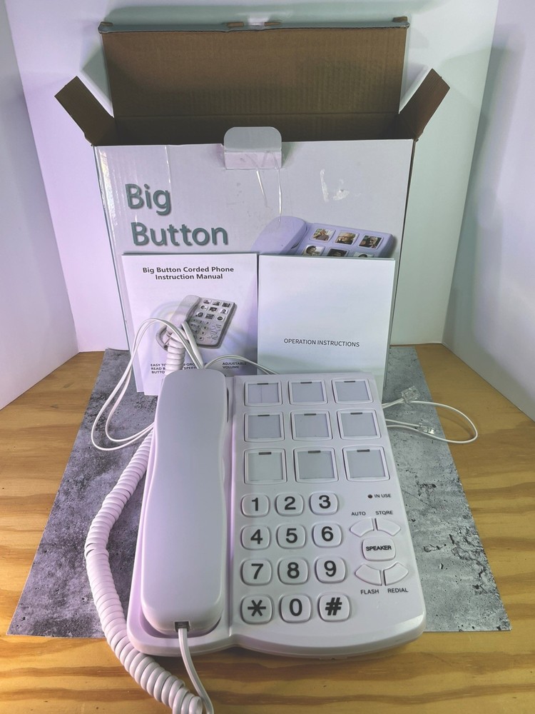 New Big Button Corded Phone, With Memory Pictures Speed Dial, Extra Loud Ringer