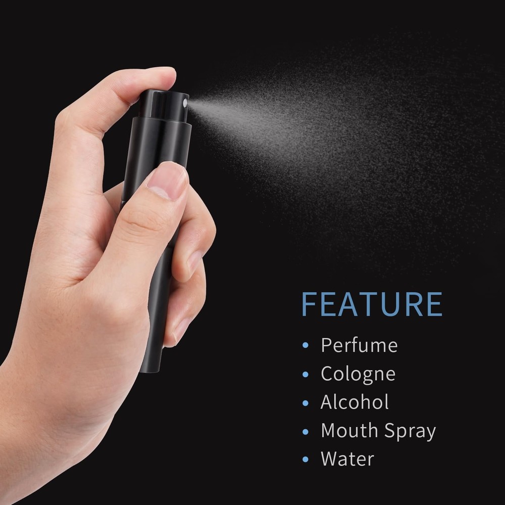 3Pack 8ml Refillable Travel Perfume Atomizer Spray Bottles Black