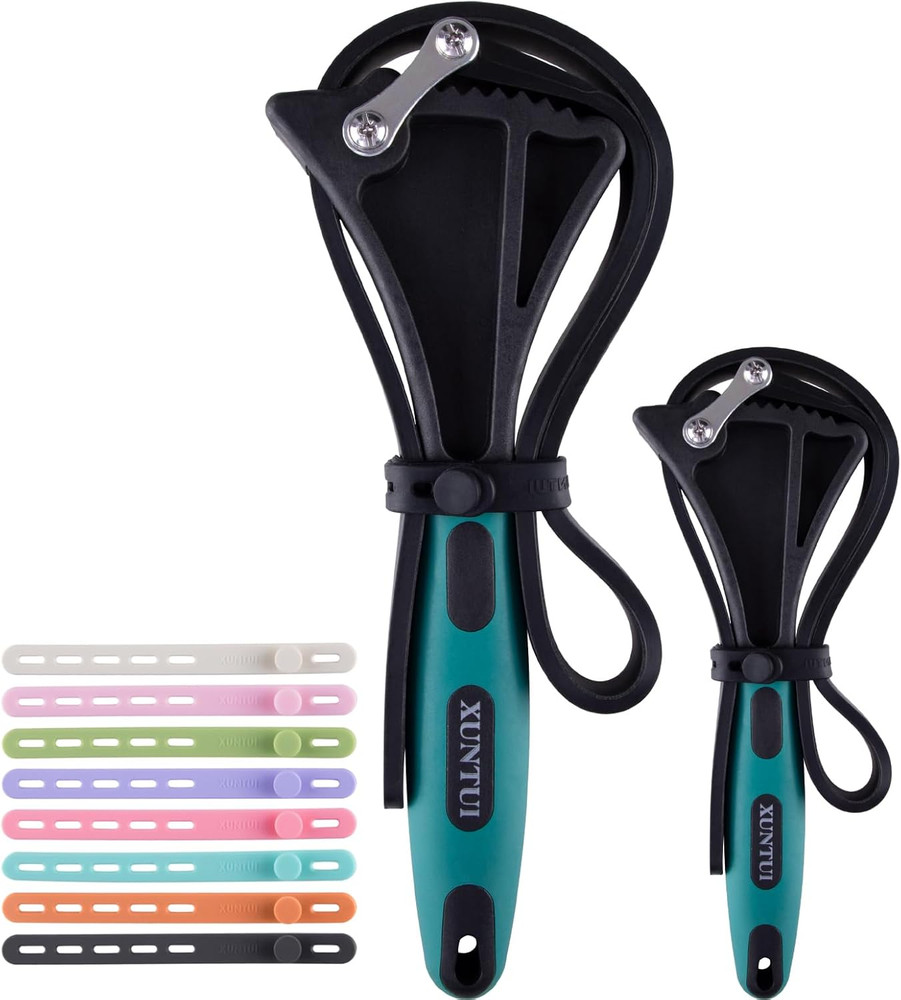 Strap Wrench Set with 8 Silicone Cable Ties - 2 Pack (4" & 6") for Adjustable Oi