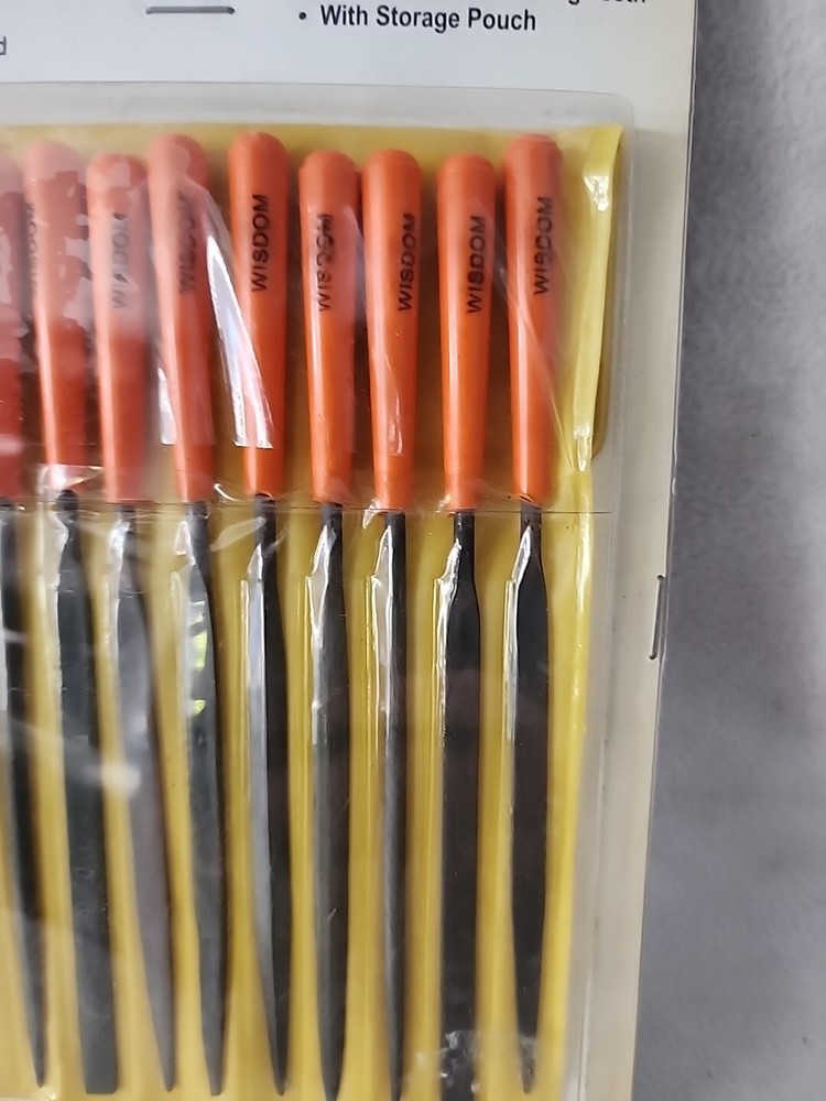 WISDOM 1/8" x 5-1/2" Mini Needle File Set 12 pc. with Pouch