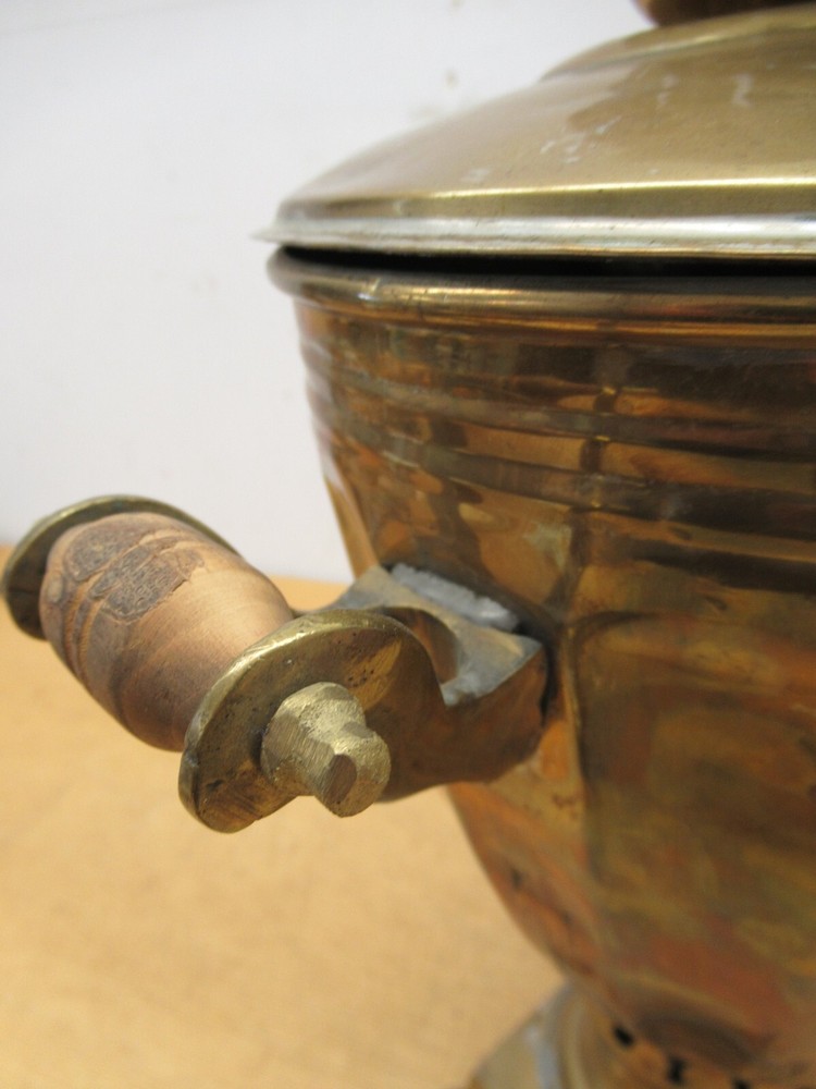 Antique signed Middle Eastern Brass Samovar urn with kettle