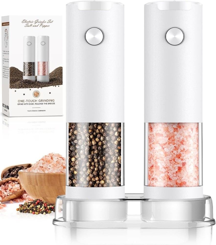 Ioion Electric Salt & Pepper Grinder Set with LED Light - Adjustable Coarseness