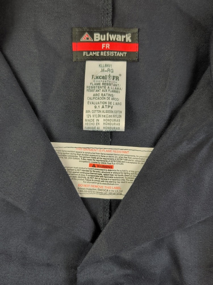Bulwark FR Concealed Snap Front Mens Medium Dark Lab Coat NEW