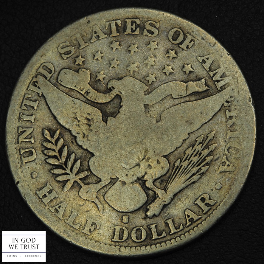 1896 S Barber Silver Half Dollar 50C - Cleaned