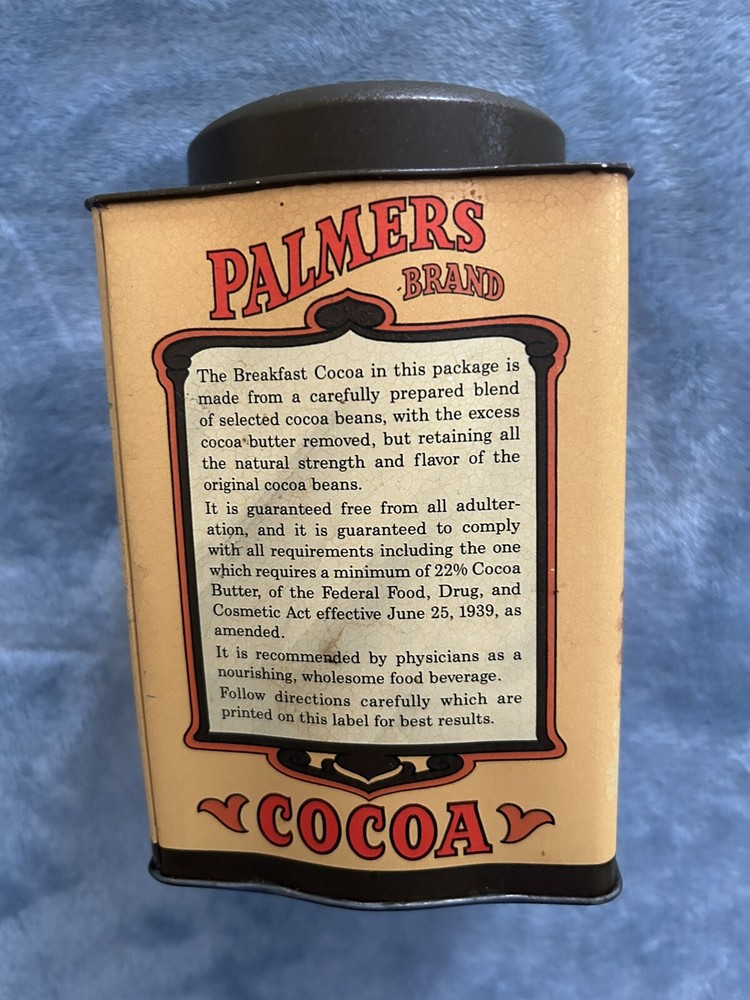 VINTAGE PALMERS BRAND BREAKFAST COCOA 1 POUND EMPTY TIN GOOD SHAPE