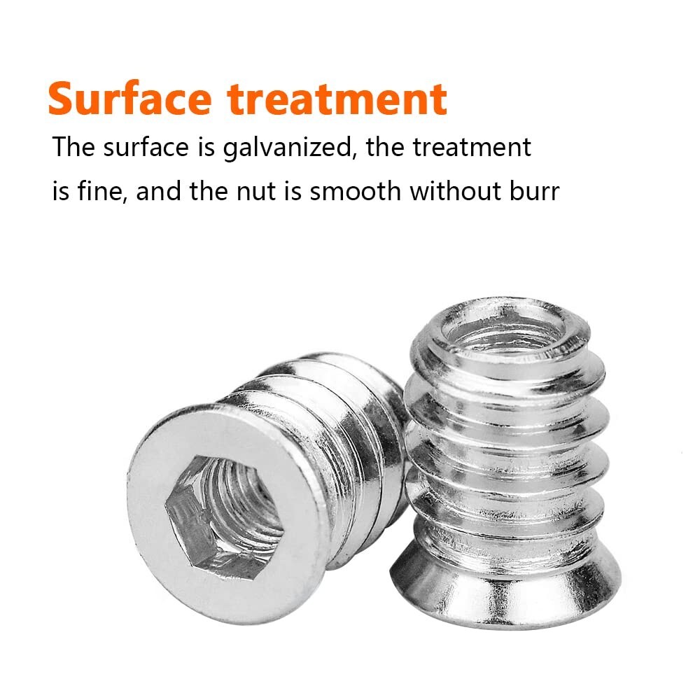 M6 Threaded Sleeve for Wood M6 Screw Nuts Sleeve Nut Wood Thread Insert Threaded