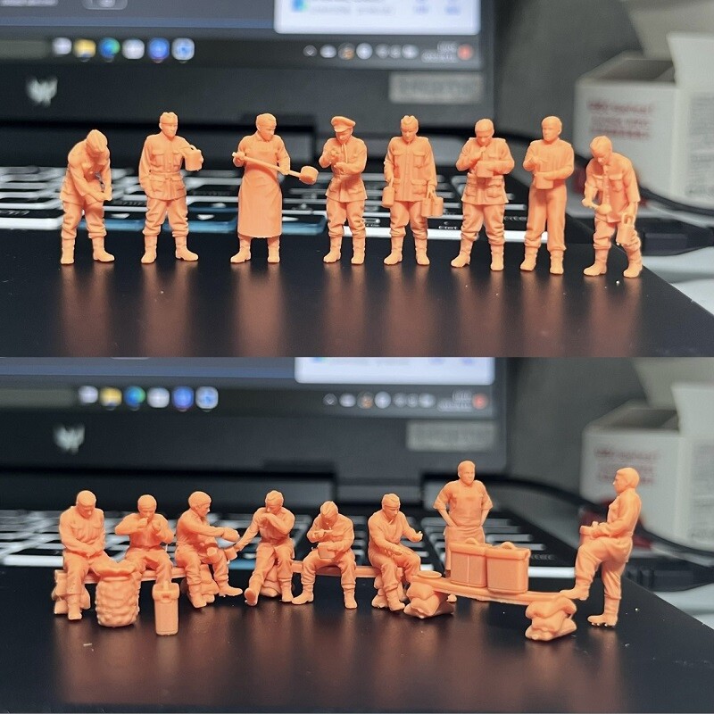 3D printed 1/72 WW II German "Camp dining posture" 18 man+Full set tableware