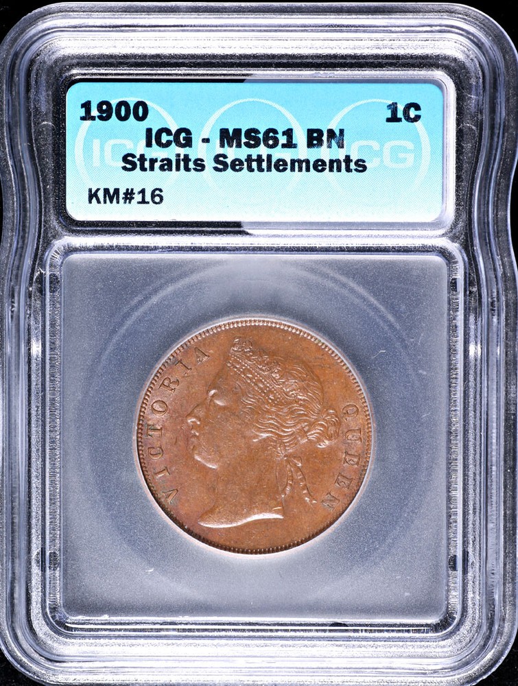 Straits Settlements 1900 Cent ICG MS61BN KM#16