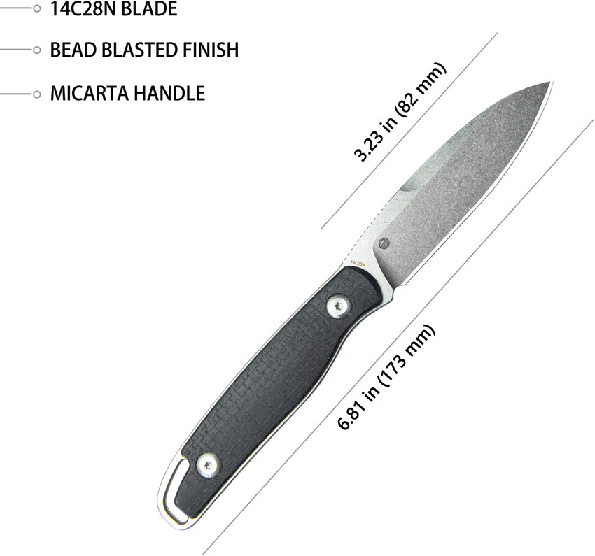 New Kubey Dust Devil Fixed Blade Black KU357A