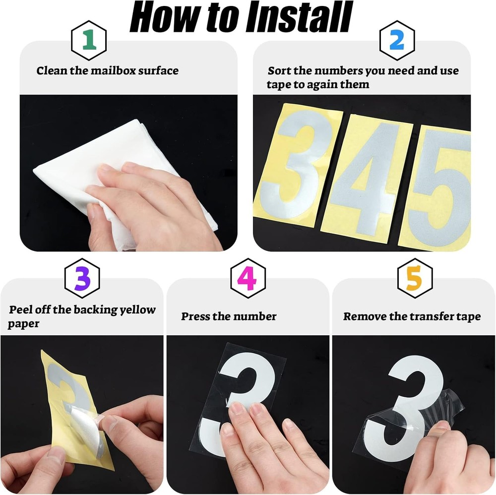 Reflective Mailbox Numbers for Outside - 30 Pcs Waterproof White