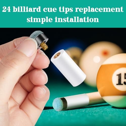 24 Pool Cue Chalks and 24 Billiard Cue Tips Replacement Kit with Ferrules