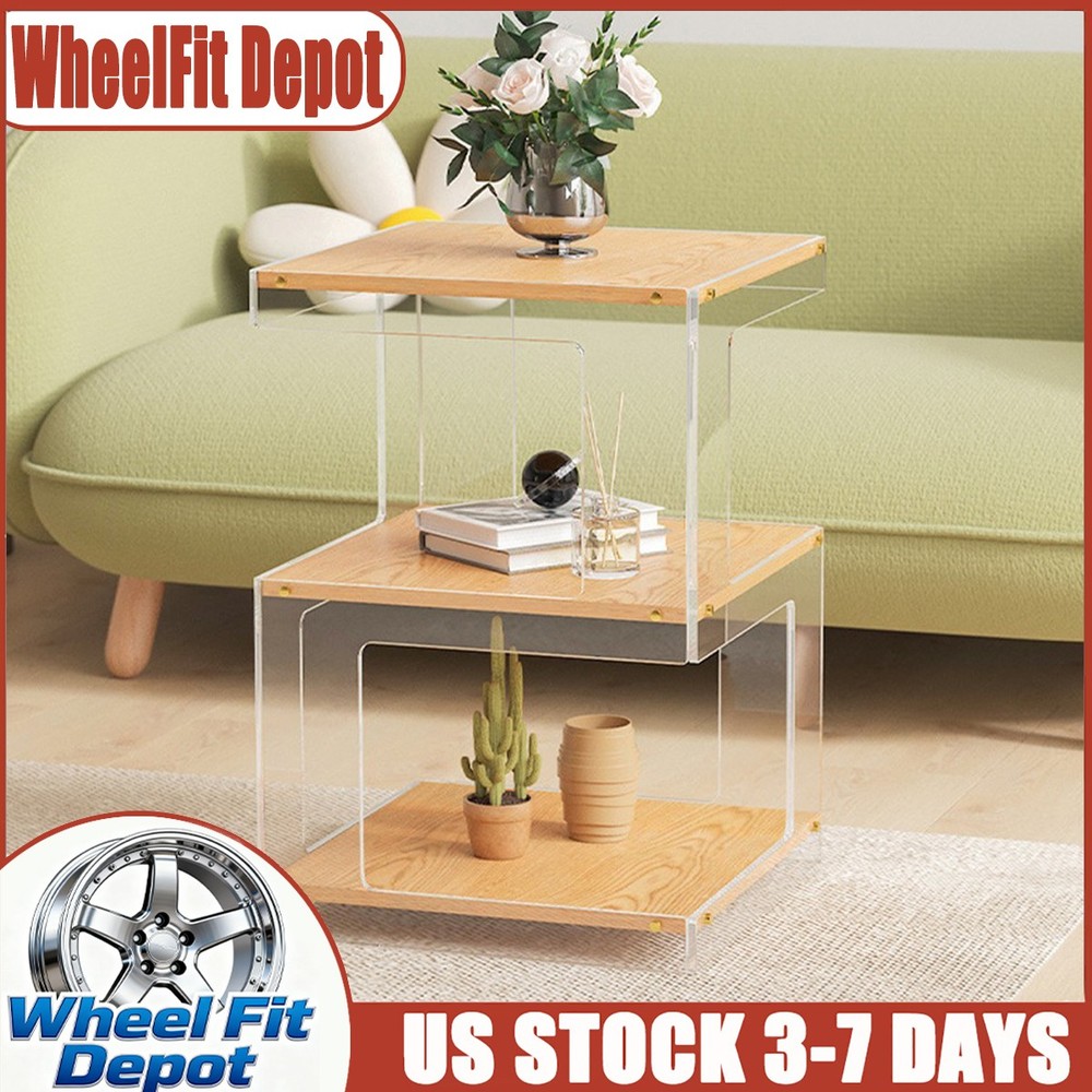 Acrylic Storage Cabinets Sidetable Nightstand Bedroom Bedside Table Organizer US