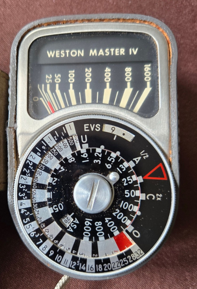 Weston Master IV Exposure Light Meter Model 745 W/ Grey Leather Case Untested
