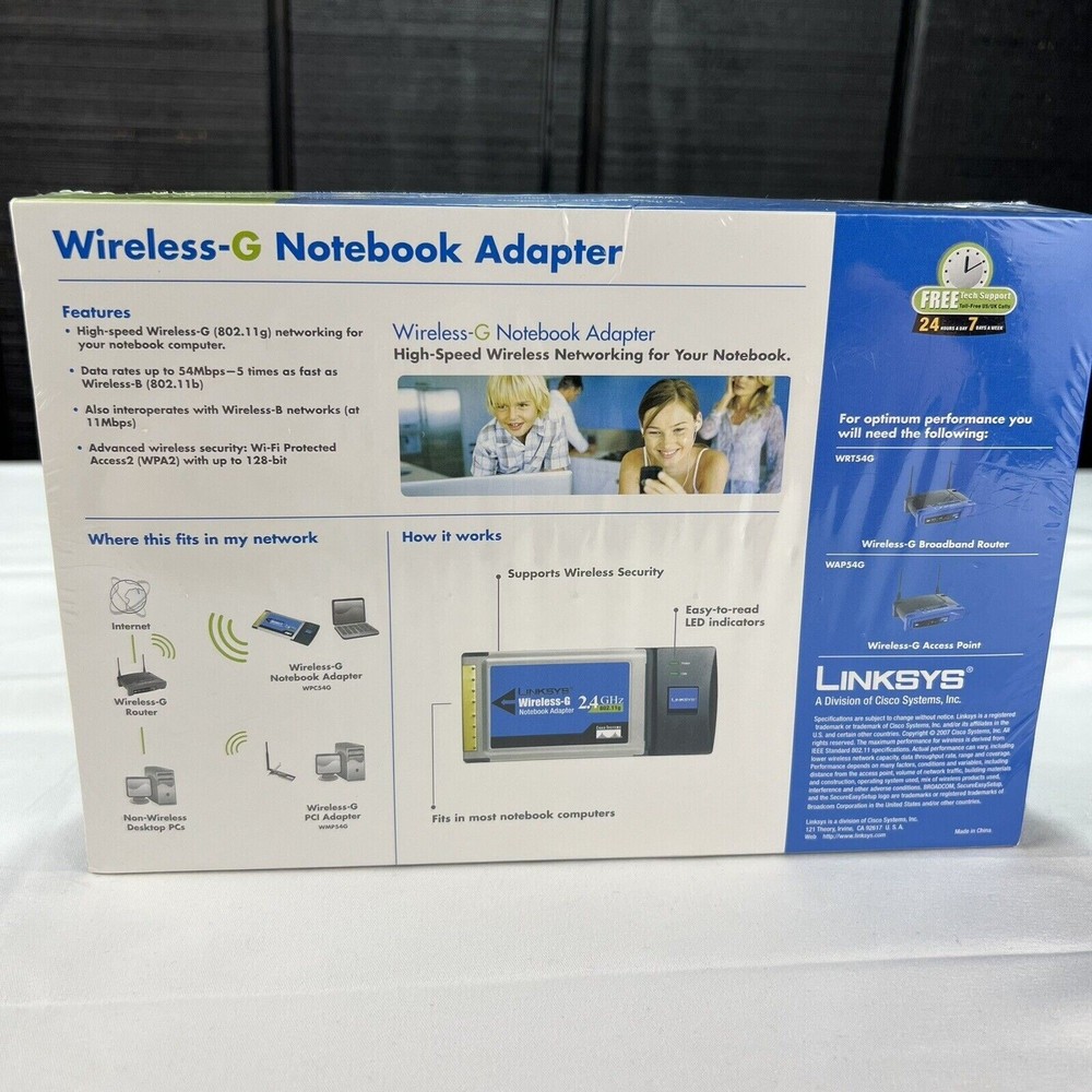 LINKSYS WPC54G Wireless-G Notebook Adapter - Adaptor Card Laptop PC