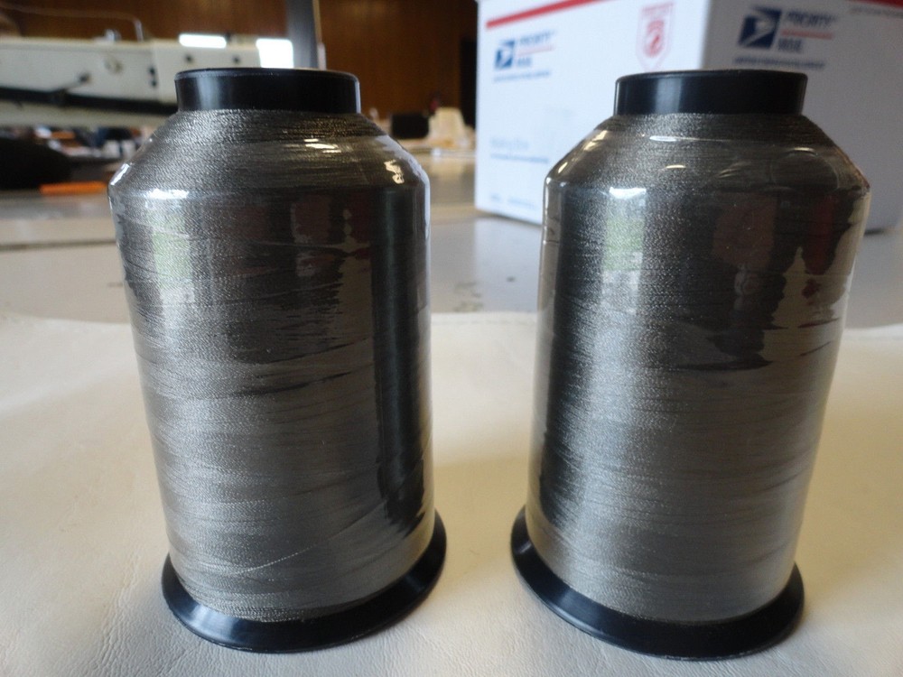 VISION POLY UV SEWING MACHINE THREAD SPOOL PAIR (2) 650Q GREY (5500 YARDS)
