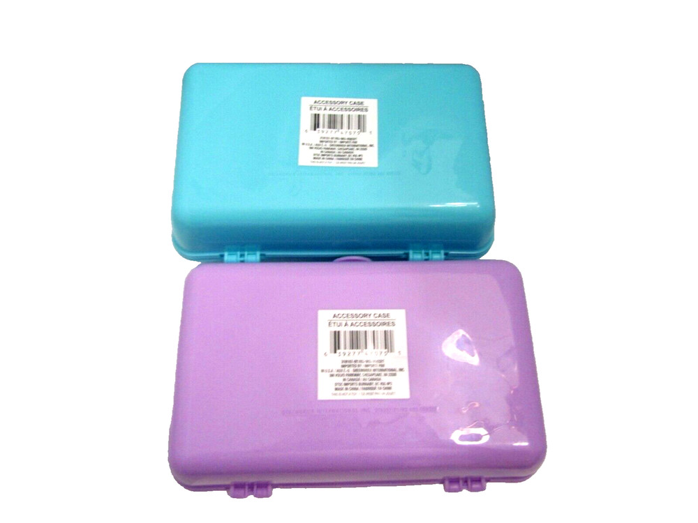 2 (TWO) Plastic accessory cases with carrying handle TURQUOISE / LAVENDER