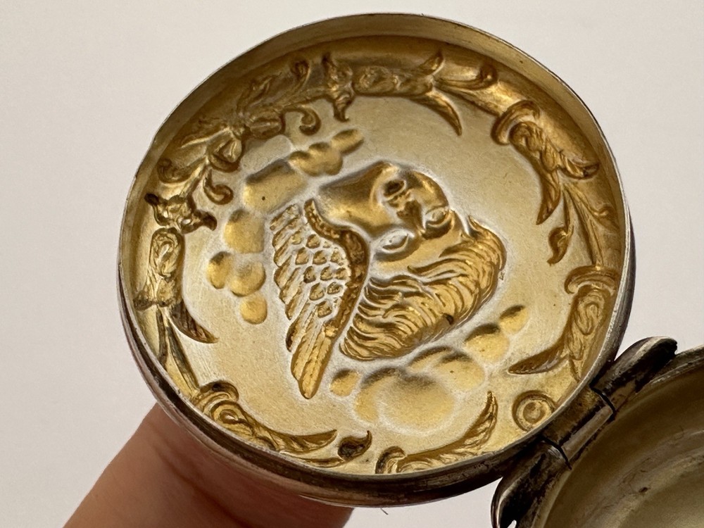 Antique Solid Silver Pill Box Reynolds Angels c.1903