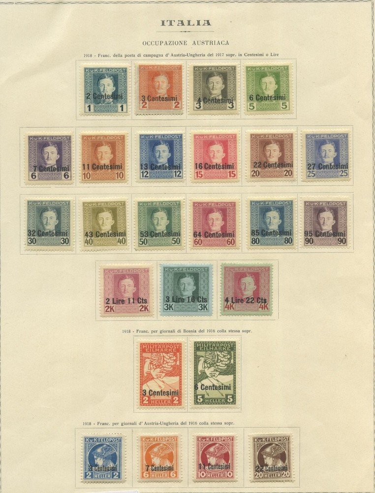 AUSTRIAN OCCUPATIONS 1918 COLLECTION CPL. 46V. *