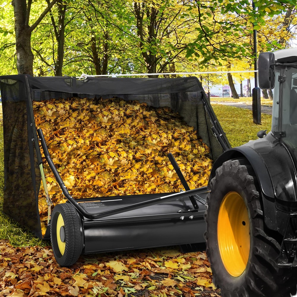 Lawn Sweeper 42" Tow Behind Pull Behind Leaf Collector with Height Adjustment