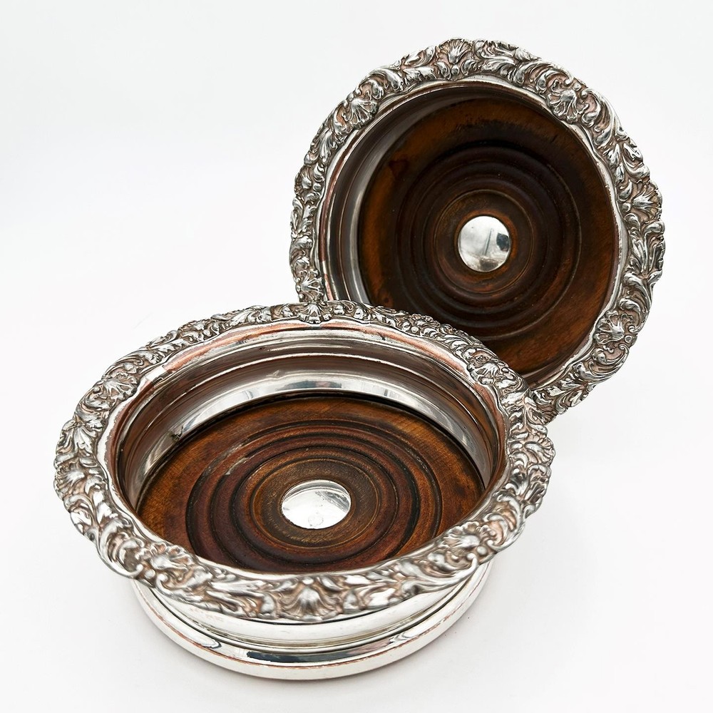 PAIR BOTTLE COASTERS OLD SHEFFIELD PLATE GEORGE IV c1820