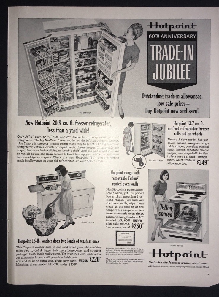 Life Magazine Ad 1965 HOTPOINT Refrigerator Washer Range