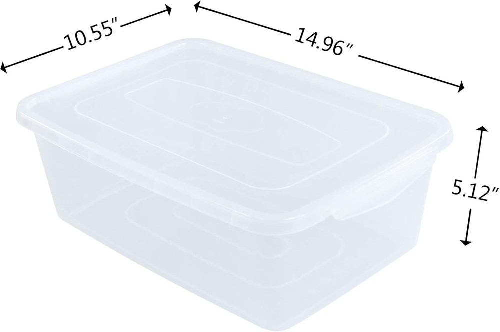 14 Quart Clear Storage Bin Plastic Latching Box/Container W/ Lid Shoe Boxes Set
