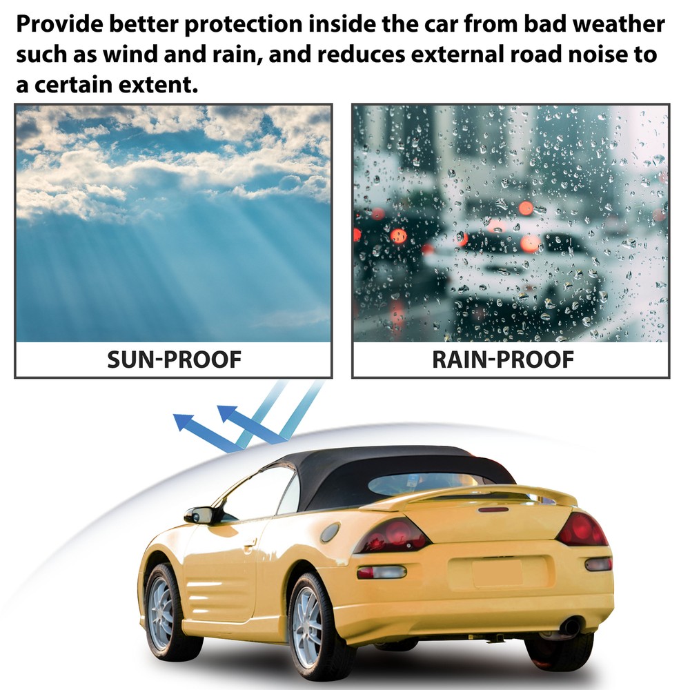 For Mitsubishi Eclipse 2000-05 Convertible Soft Top & Heated Glass window Black