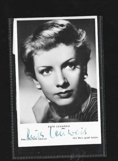 4 x 6  autographed pc  German actress Ruth Leuwerik