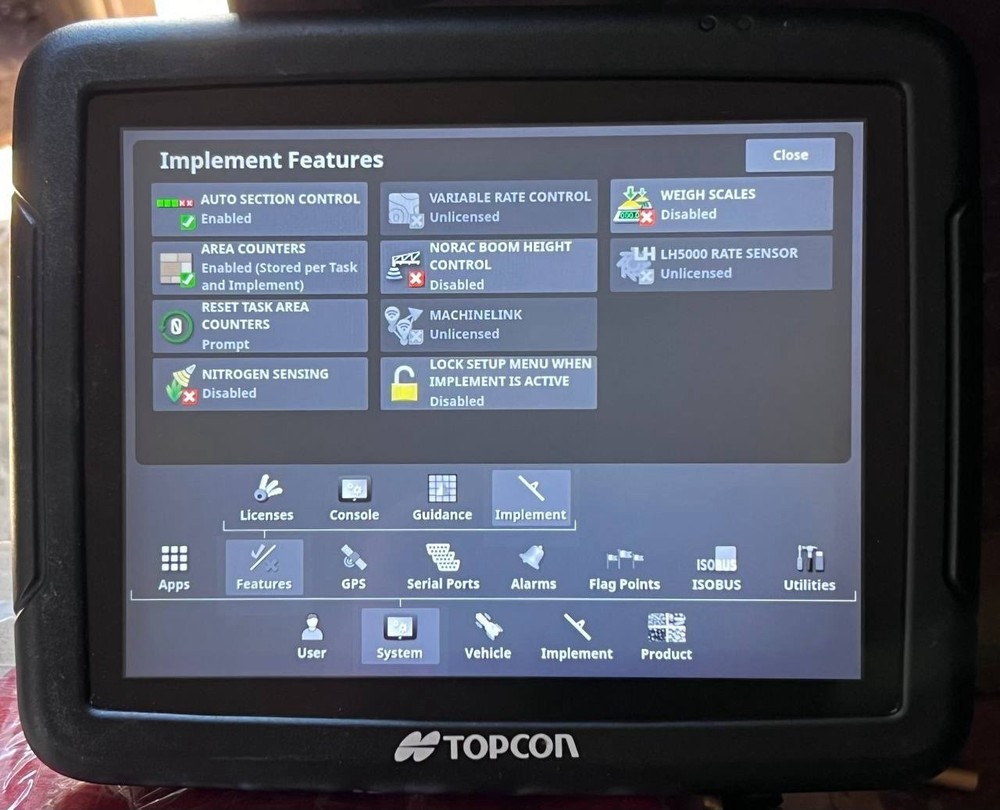 Topcon x25 Display Console P/N: AGA4397 Auto Steer Auto Section Control