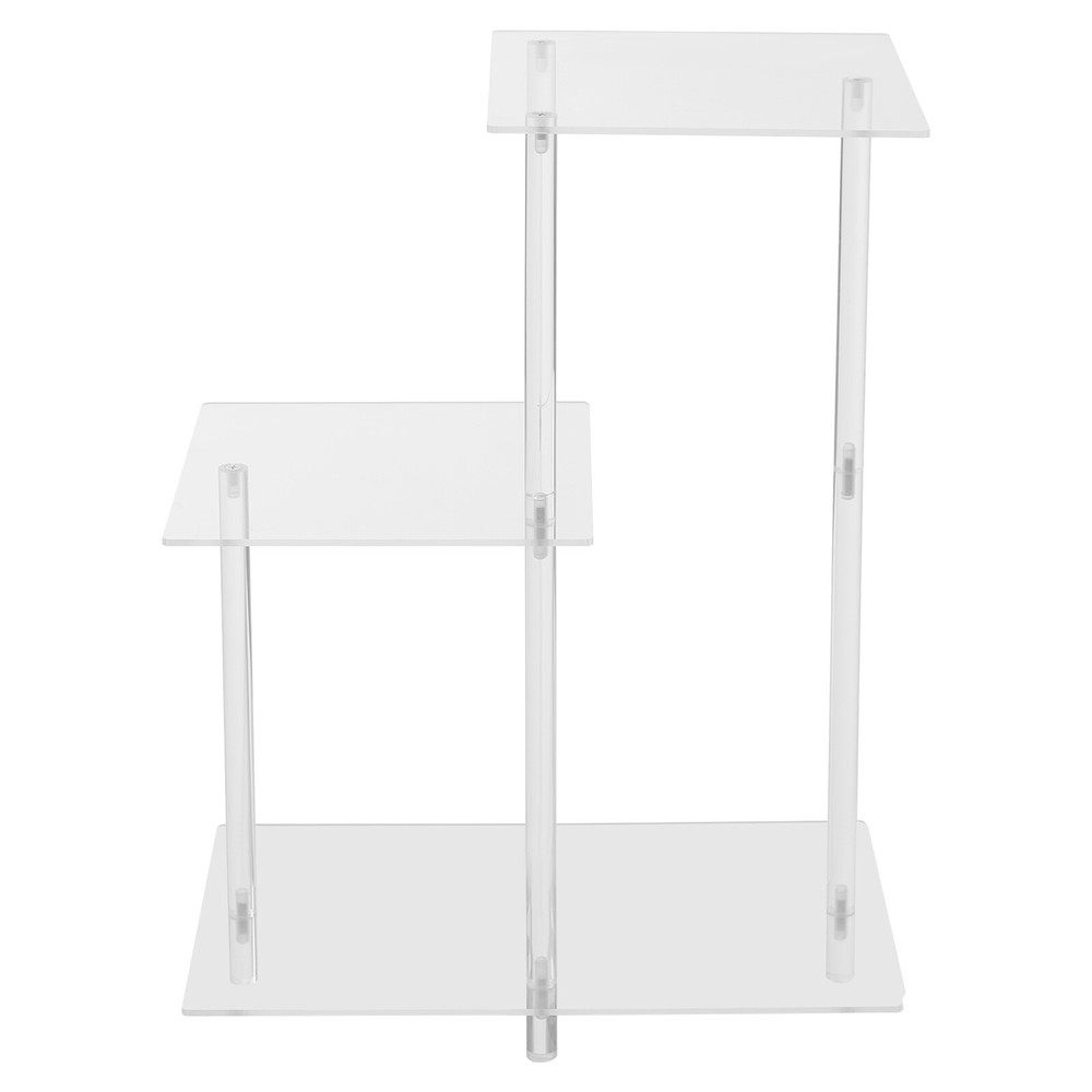 3-Tier Side Table Bedside Table with Open Storage Shelf Clear Side Square Table