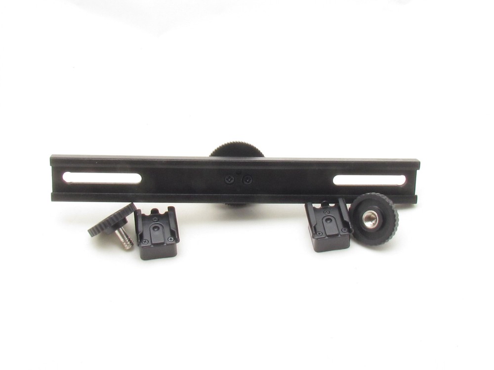 7"Camera Dual Mount Bracket Flash DV LED Light Microphone Hot Cold Shoe Flashgun