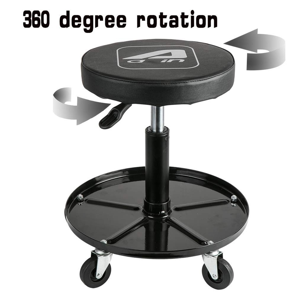 LT2A Heavy-Duty Adjustable Mechanic's Roller Seat Adjustable Rolling Stool wi...