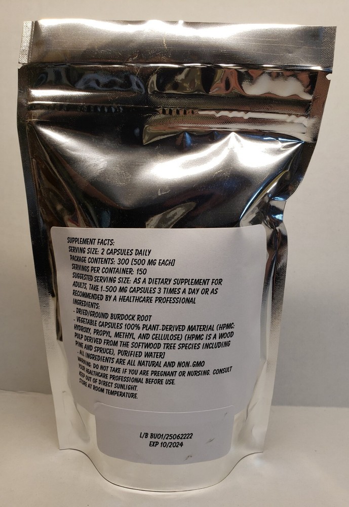 Burdock Root Capsules 300 Ct - Made Fresh On Demand!