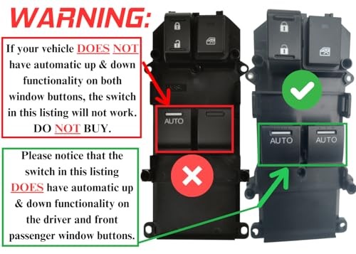 Window Master Switch for 2008-2012 Accord Coupe (Dual Automatic Up & Down)