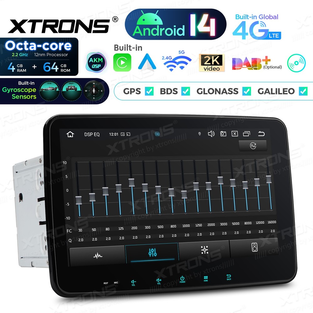10.1" Android 14 Head Unit DVD Player 2 Din 4G LTE 4+64GB Wireless Android Auto
