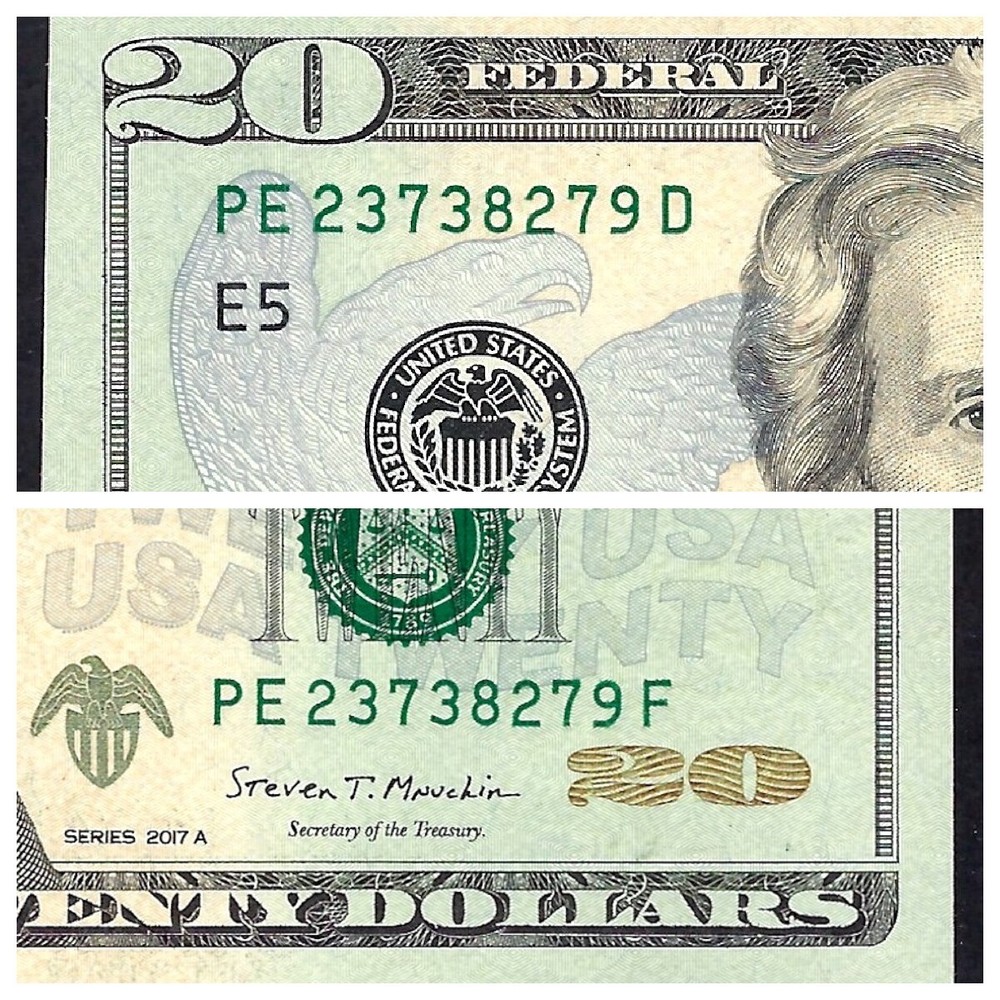 🇺🇸 ERROR 2017A  $20  RICHMOND ♚♚MISMATCHED SUFFIX ERROR♚♚  PMG GEM UNC 65 EPQ