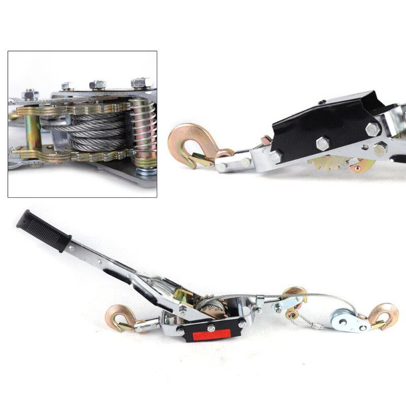 3 Ton Hand Puller Heavy Duty Winch Pull Hoist Come Along Cable 3 Hooks 2 Gear