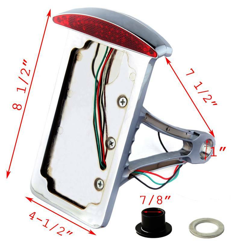 CHROME SIDE MOUNT LICENSE PLATE LIGHT BRACKET LED FOR HARLEY MOTORCYCLE VERTICAL