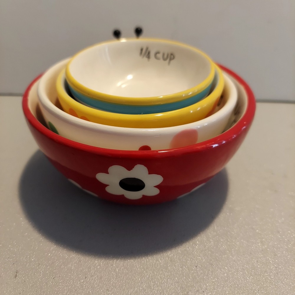 Boston Warehouse Trading#1638444 Ladybug Ceramic Nesting Measuring Cups