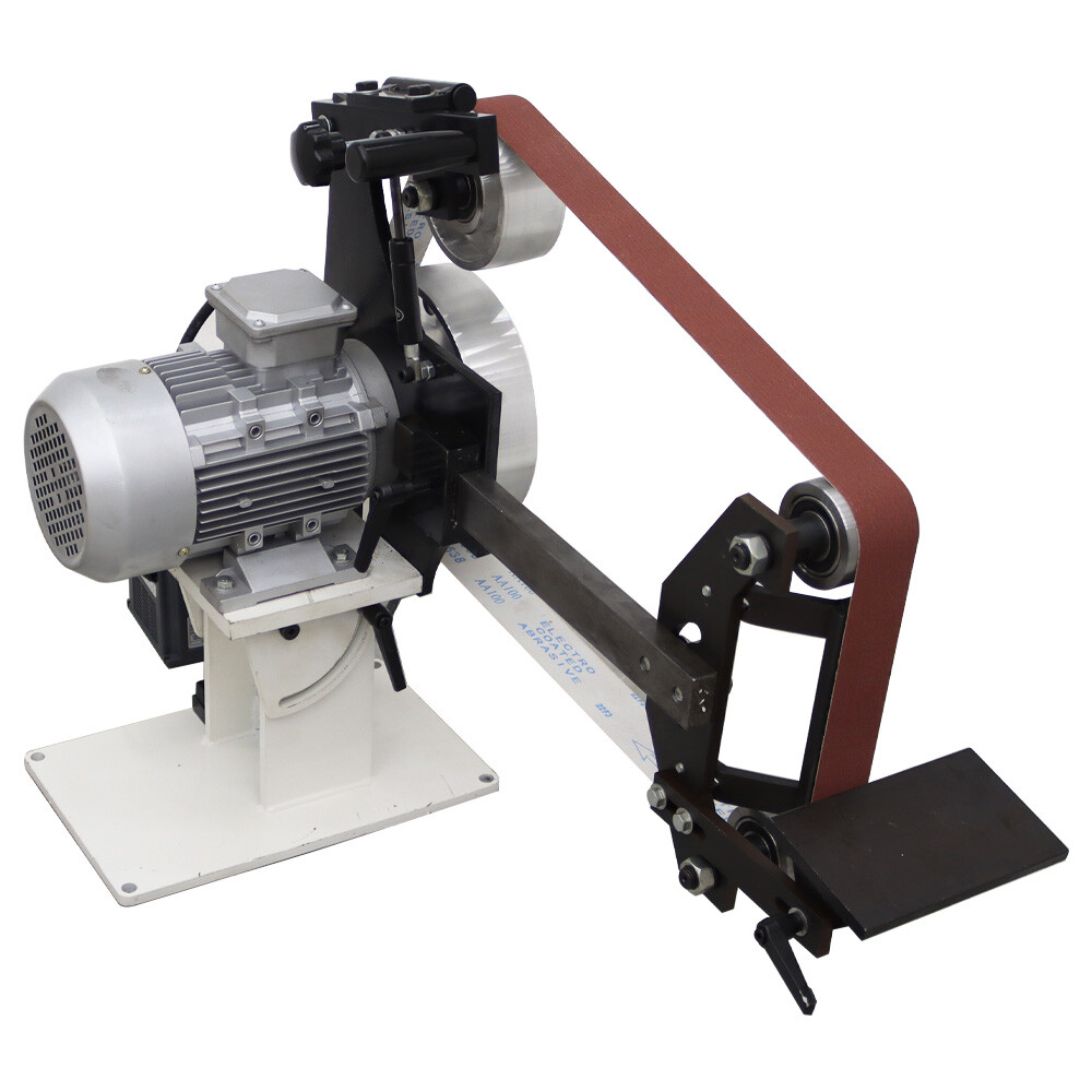 Vertical & Horizontal Frequency Conversion Belt Sander Grinder 3 Grinding Wheels