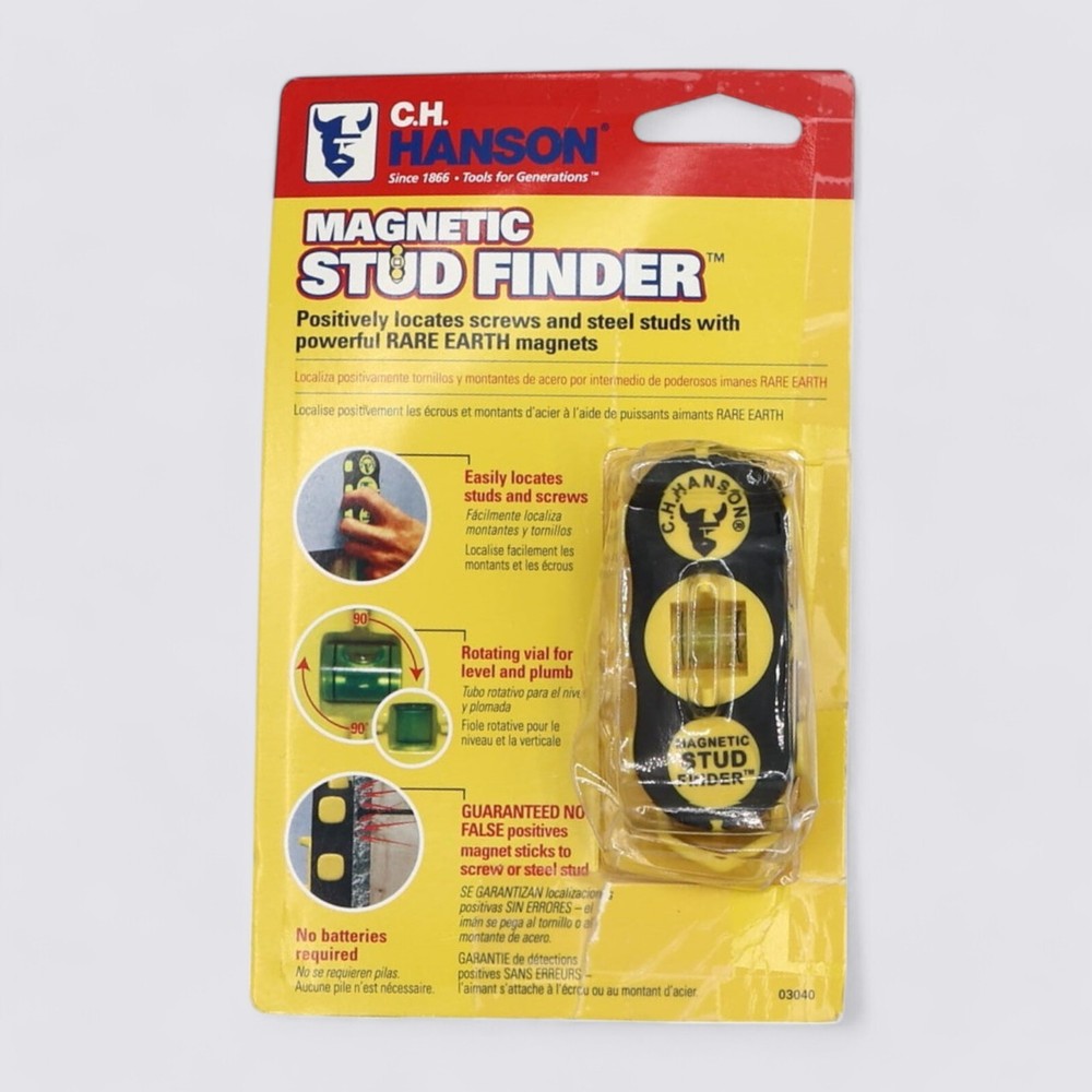 C.H. Hanson Magnetic Stud Finder Compact Pocket Size Durable Stud Locator Tool