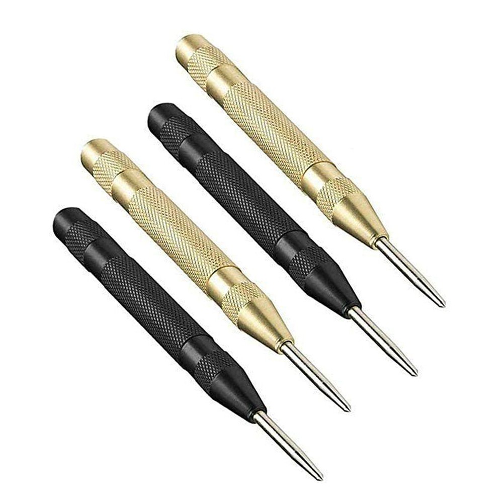 4PCS Automatic Center Punch Strike Spring Loaded Marking Starting Hole Tool Set