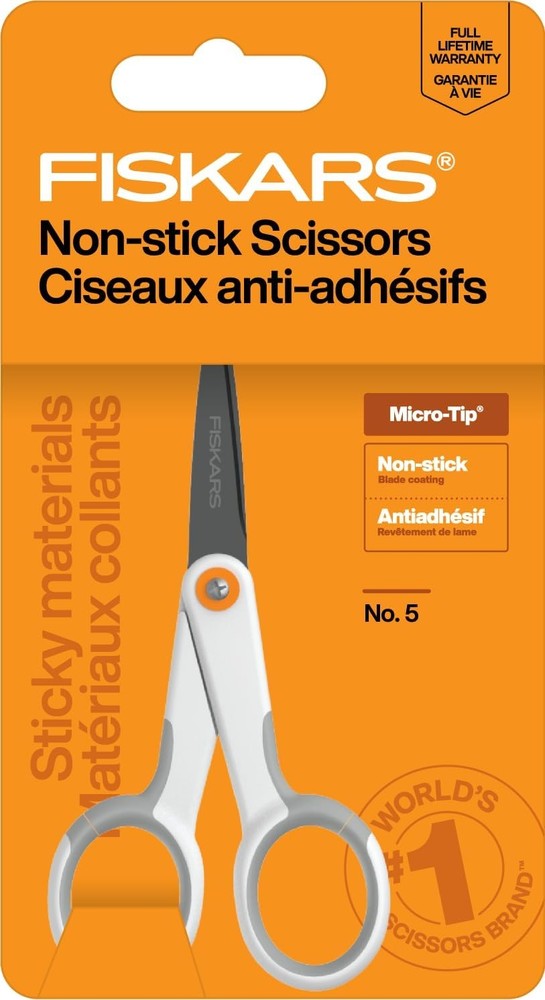 Fiskars Micro Trip Scissors, SoftGrip Precision Cutting Shears, Non-Stick Stainl