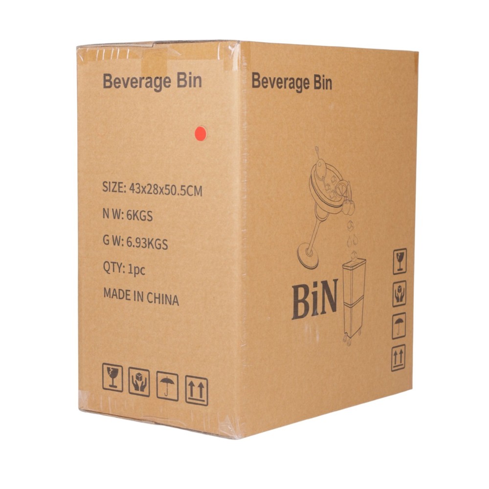Red Drink Dump Bin w/ Wheels – Dual Compartment Liquid & Trash Disposal