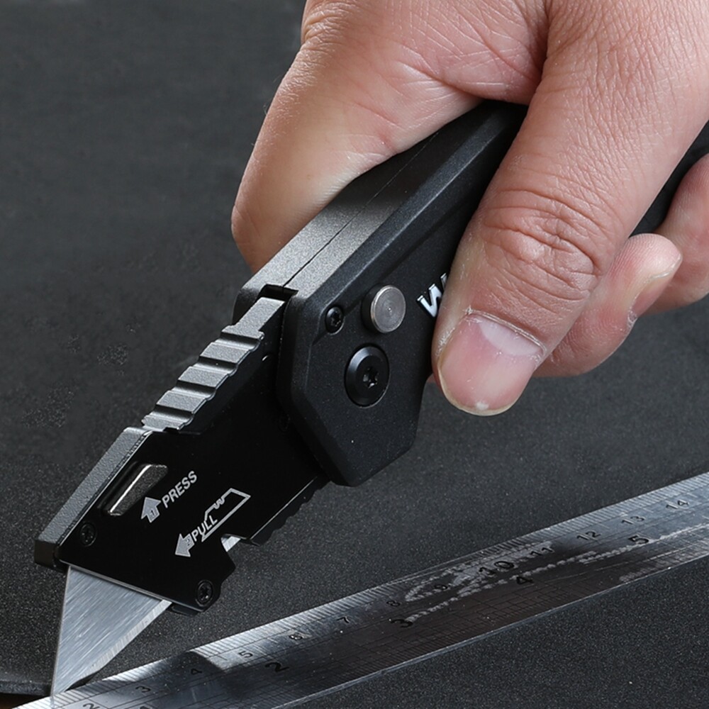 WORKPRO Folding Utility Knife Quick-Change Blade Wire Stripper Gut Hook 10 Blade