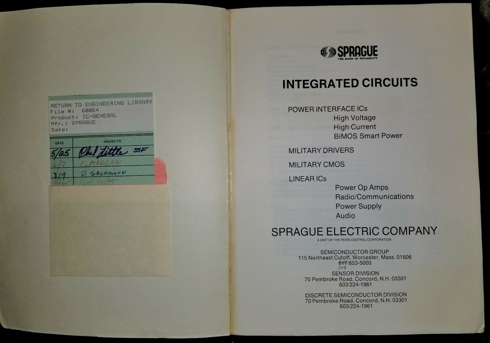 USED 1987 Sprague Integrated Circuit Data Book