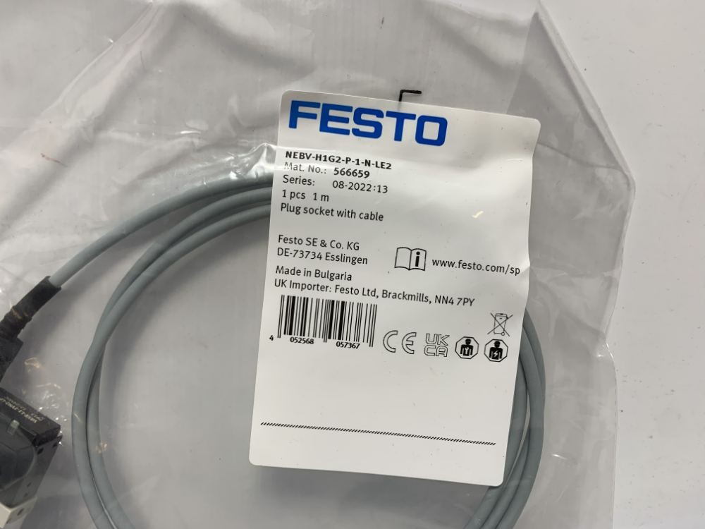 Festo 566659 Plug Socket with Cable 1m 30VDC 3A